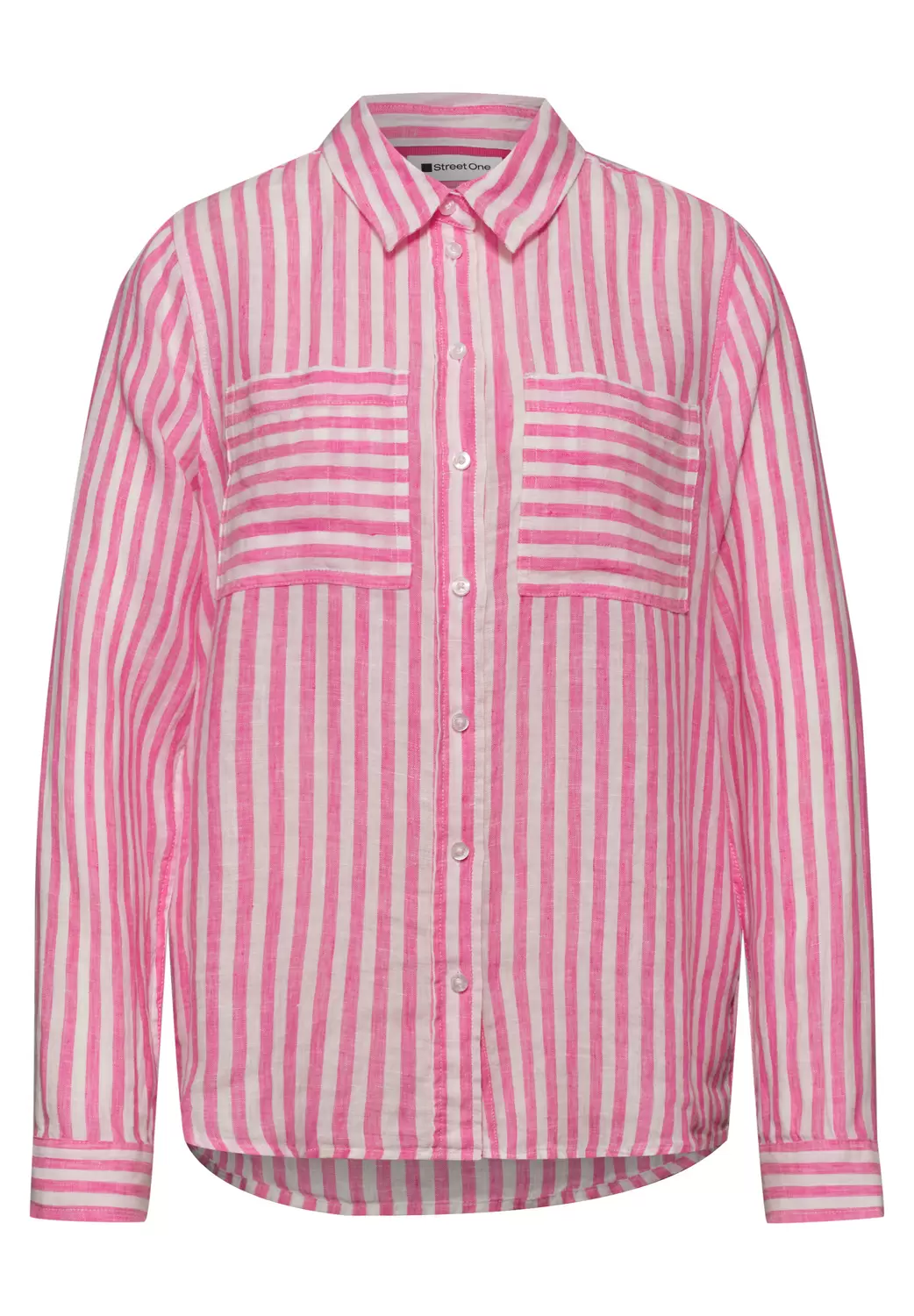 SOL_Striped shirtcollar blouse female