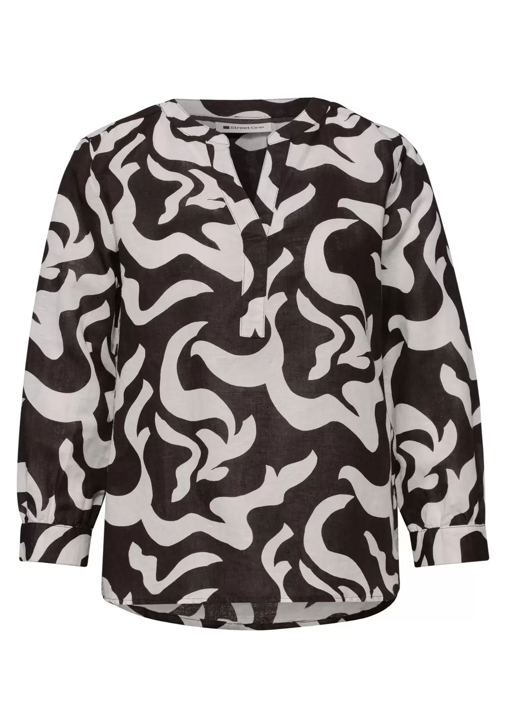 SOL_Splitneck tunic blouse AOP female