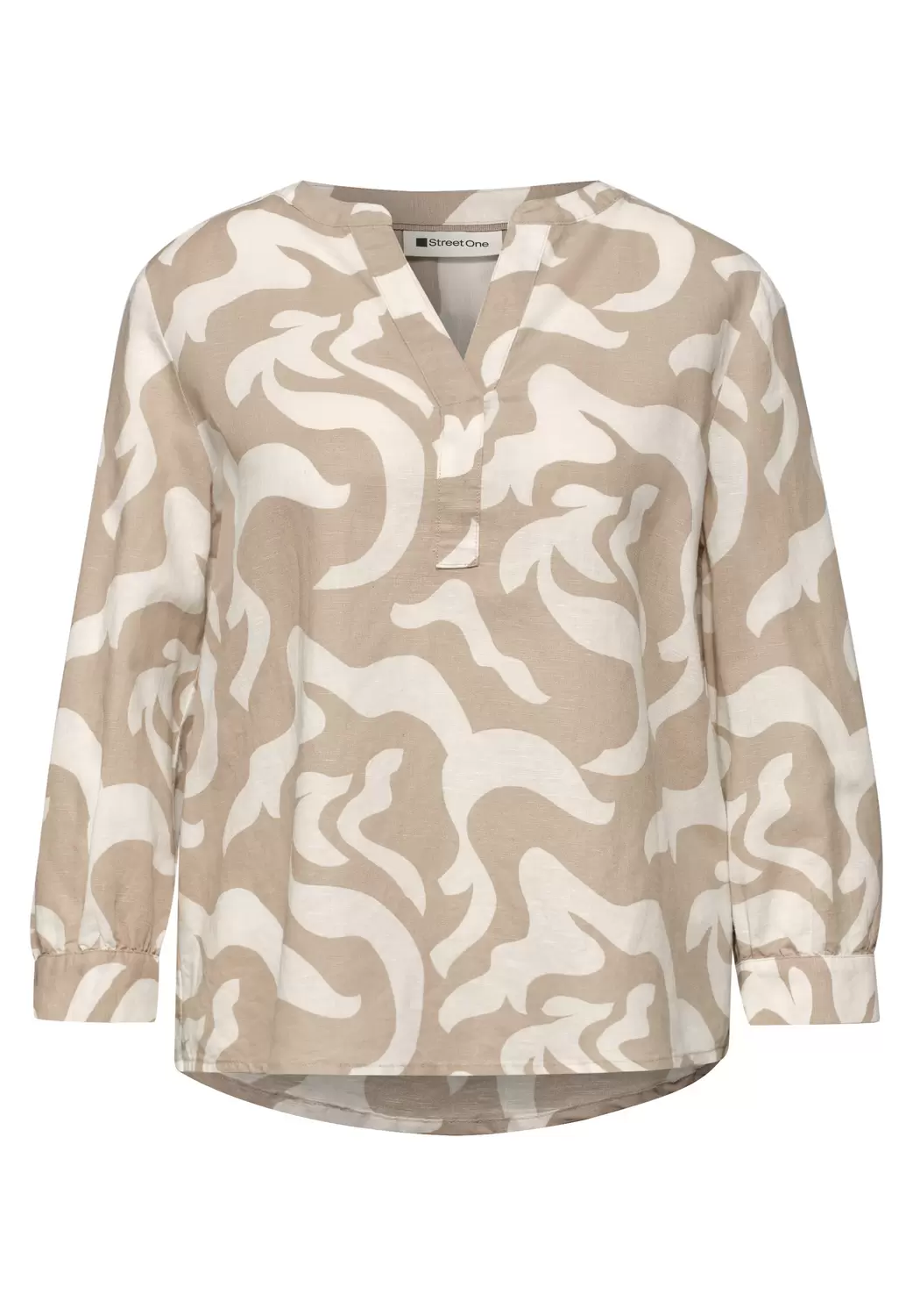 SOL_Splitneck tunic blouse AOP