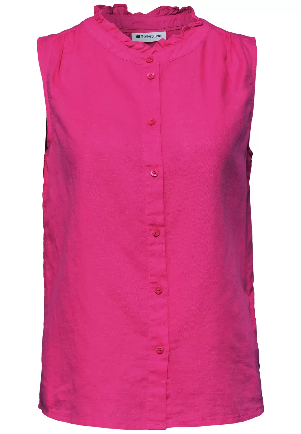 Bluse aus Leinenmix mit Rüschen