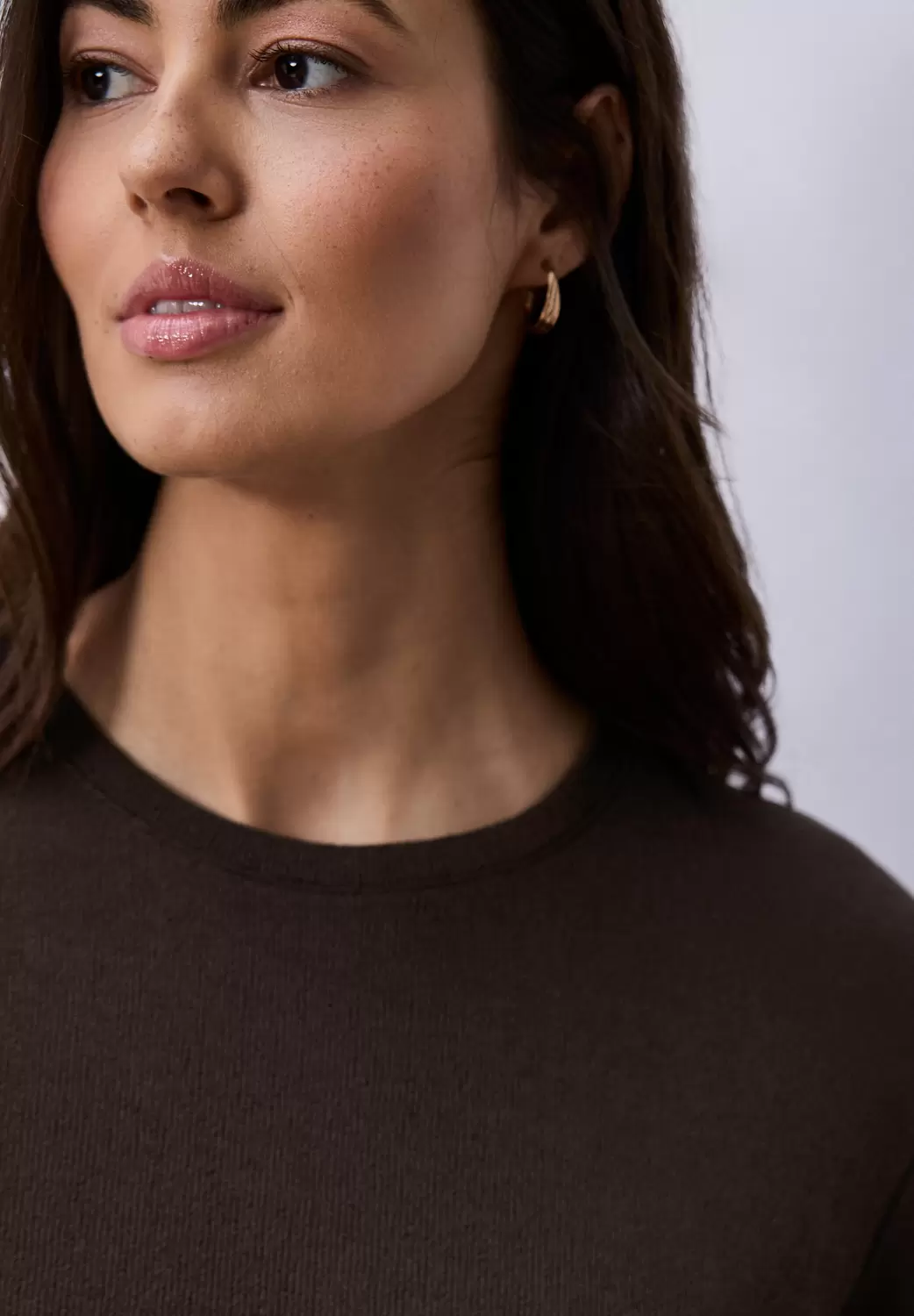 T-Shirt mit Rundhals im Strick-Look