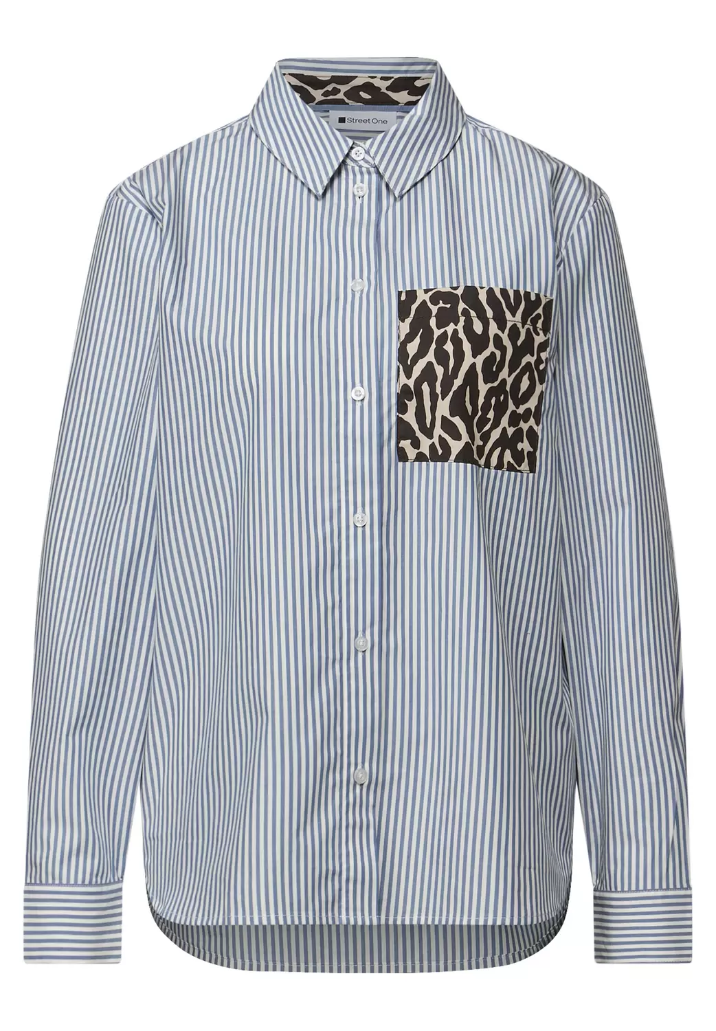 Striped shirtcollar blouse w p