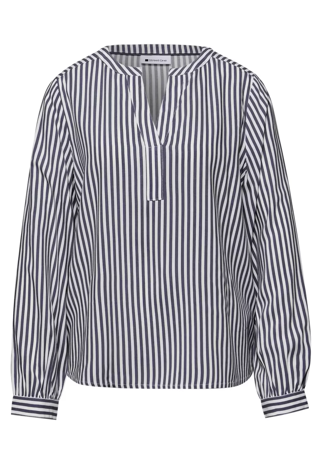 Splitneck tunic blouse w strip