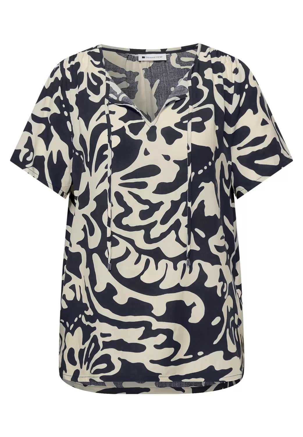 Bluse mit Split Neck und Bändern