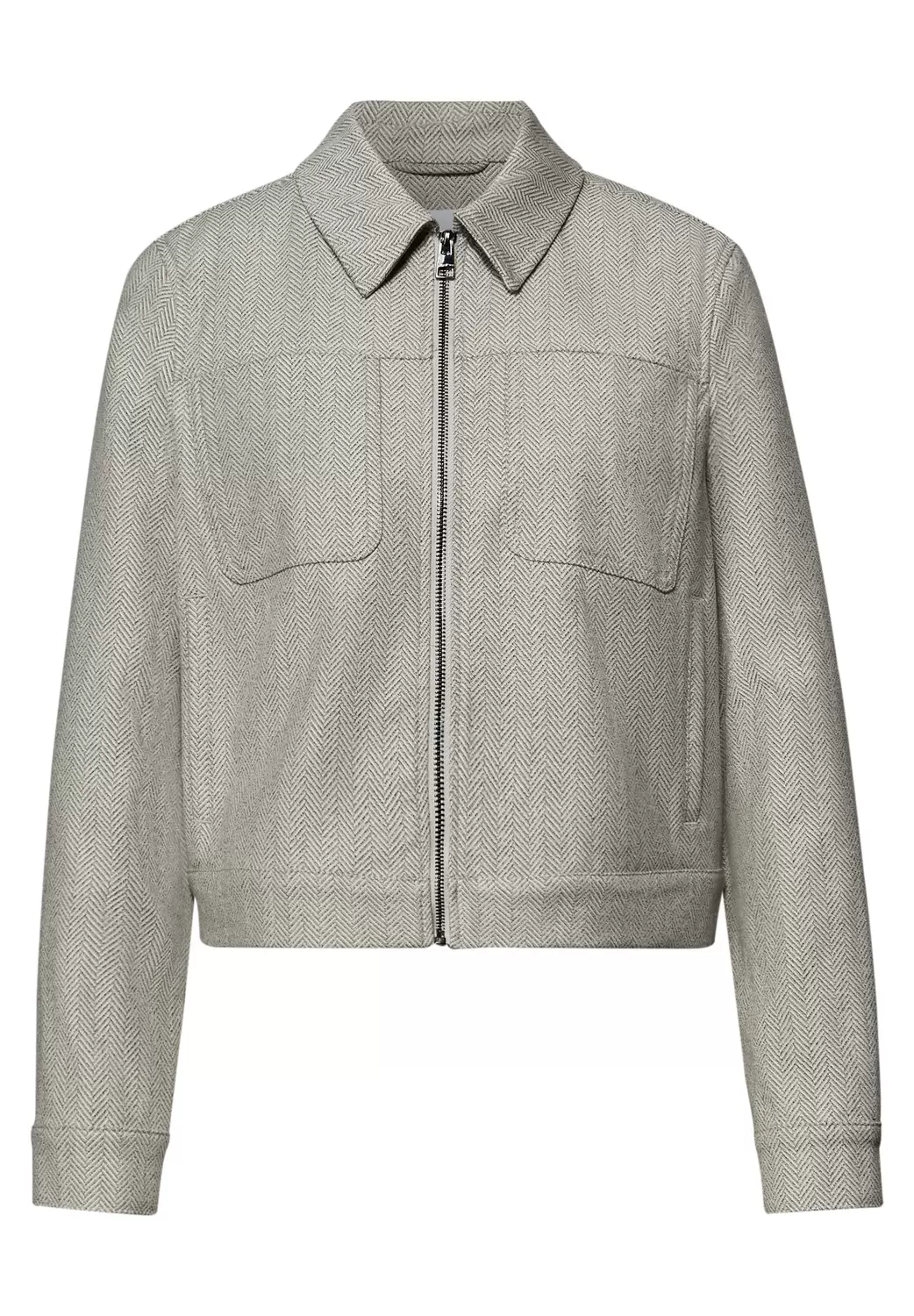 Jacke mit Fischgrätmuster und Zipper