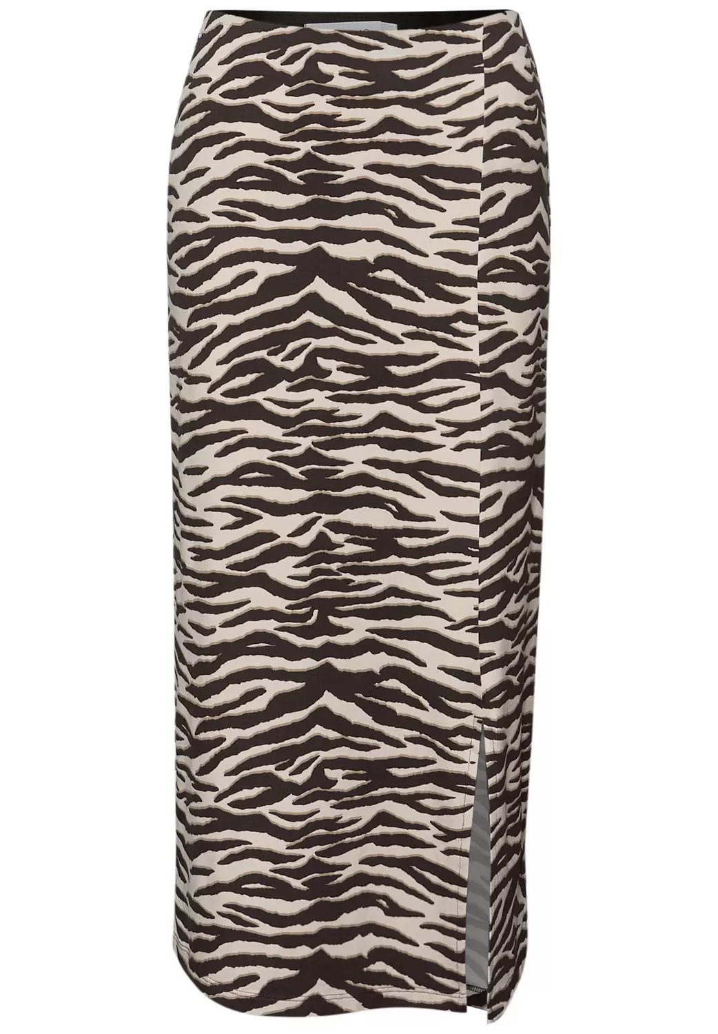 Midi-Rock mit Schlitz und Animal Print
