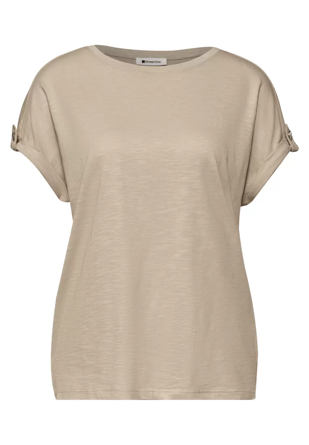 T-Shirt mit Rundhals und Knopfdetails