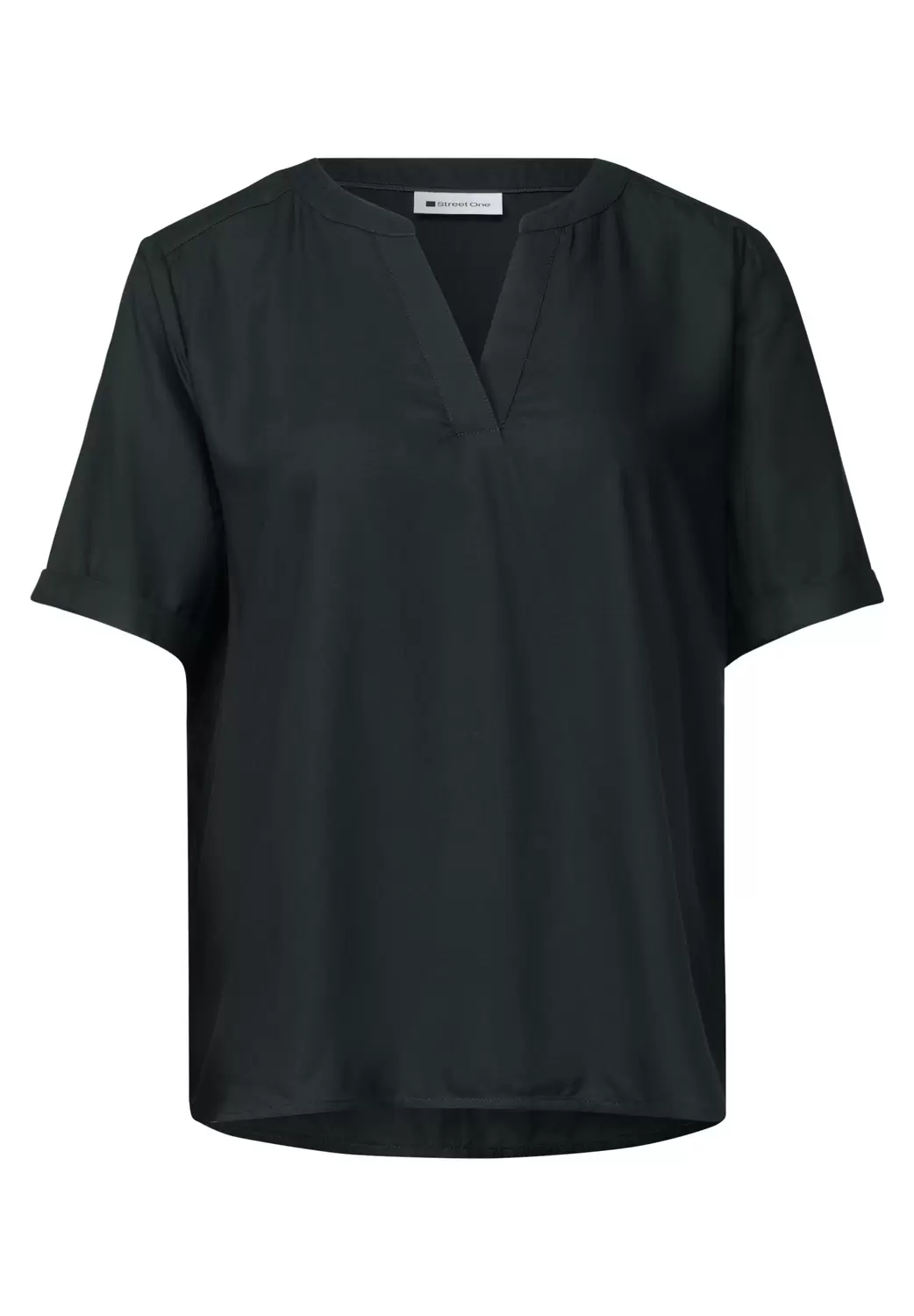 Splitneck blouse w turn-up UNI