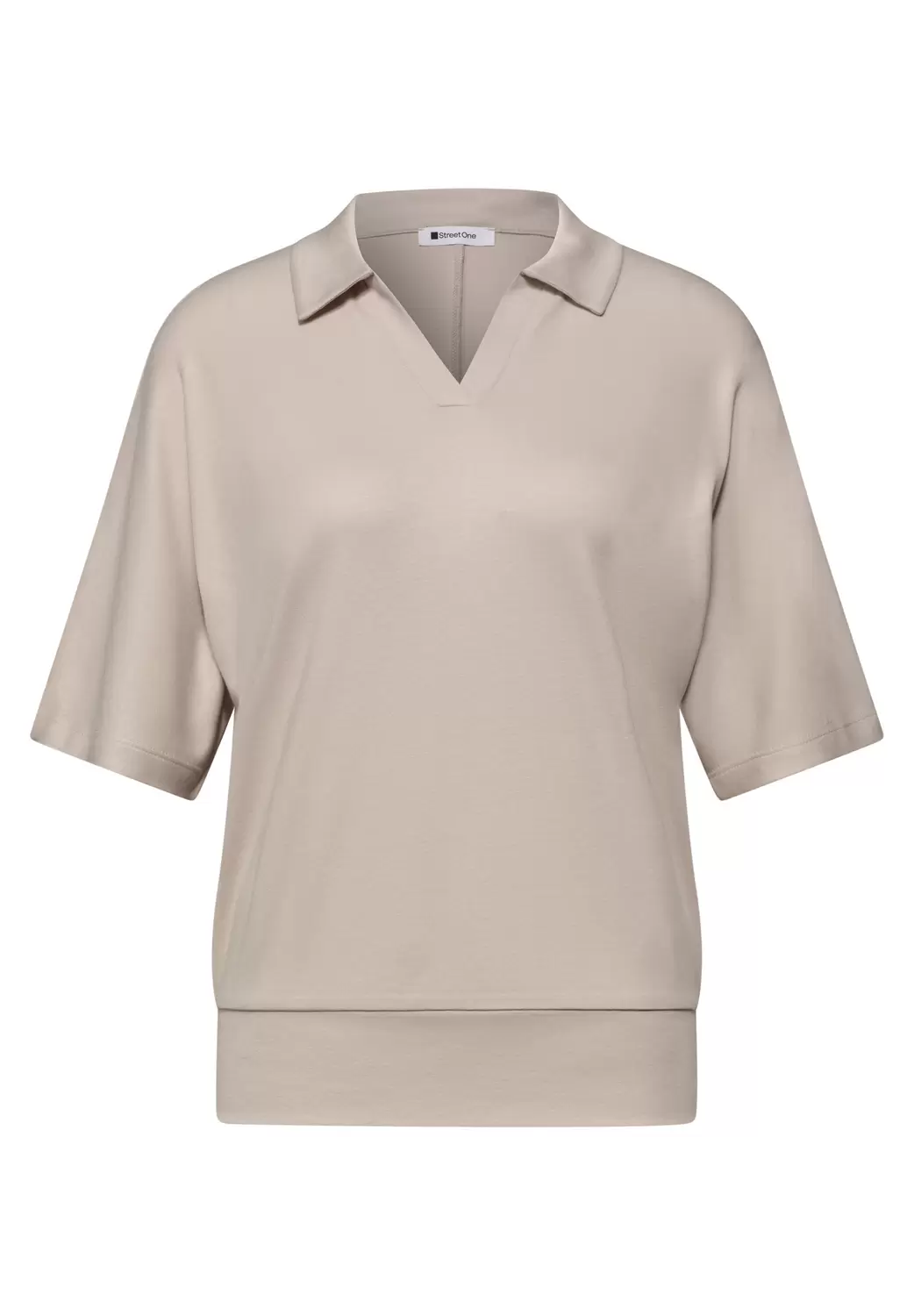 Dropped Shoulder Poloshirt mit Elastikbund