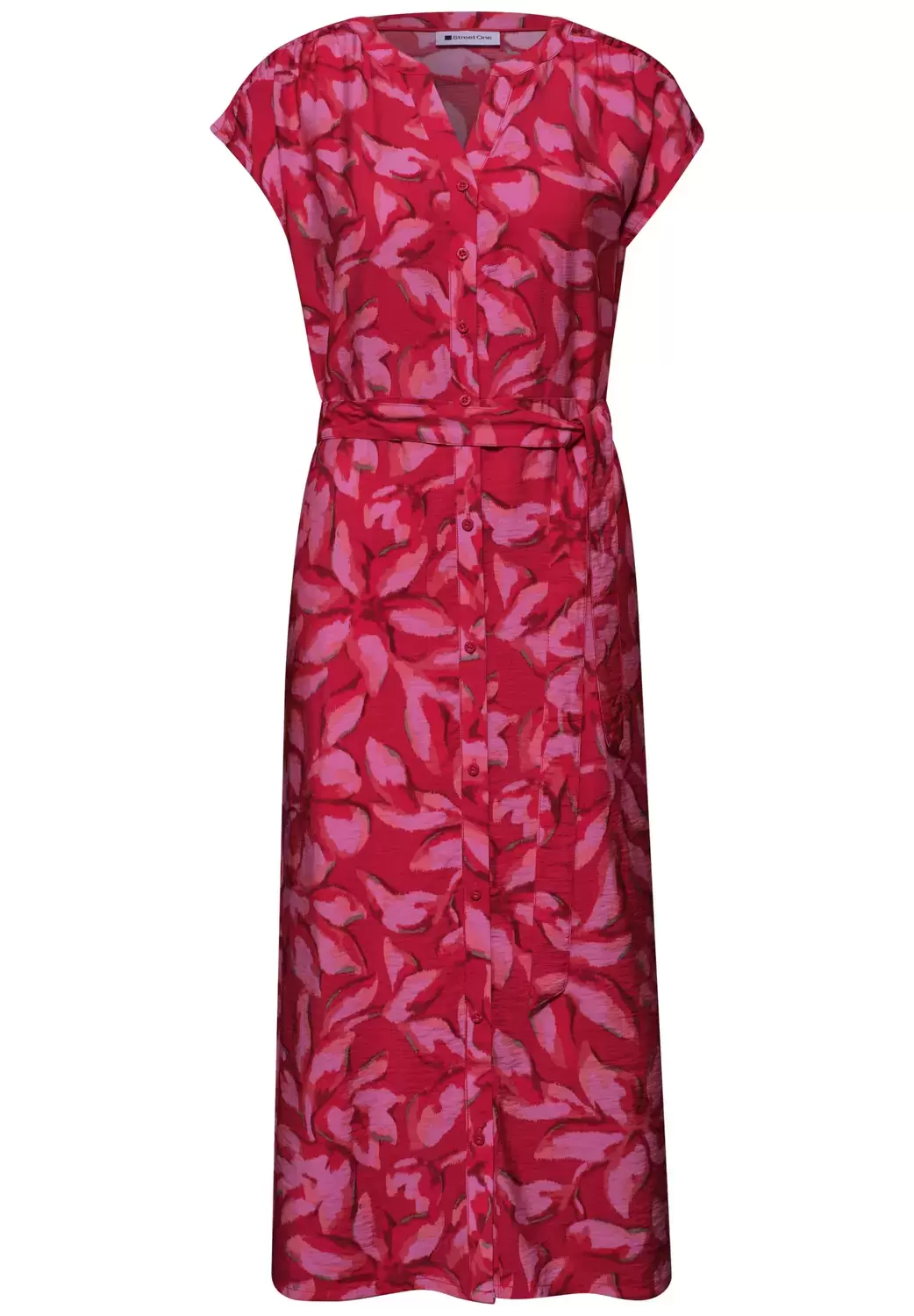 Midi-Kleid mit Split Neck und Print