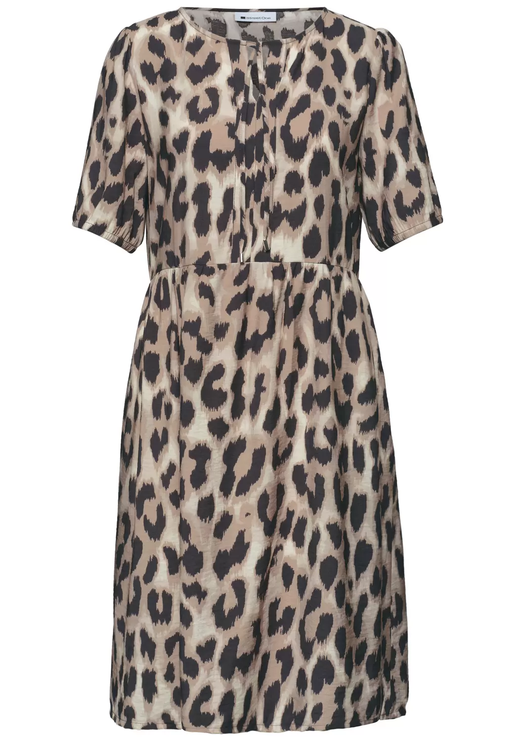 Knielanges Kleid mit Split Nck und Print