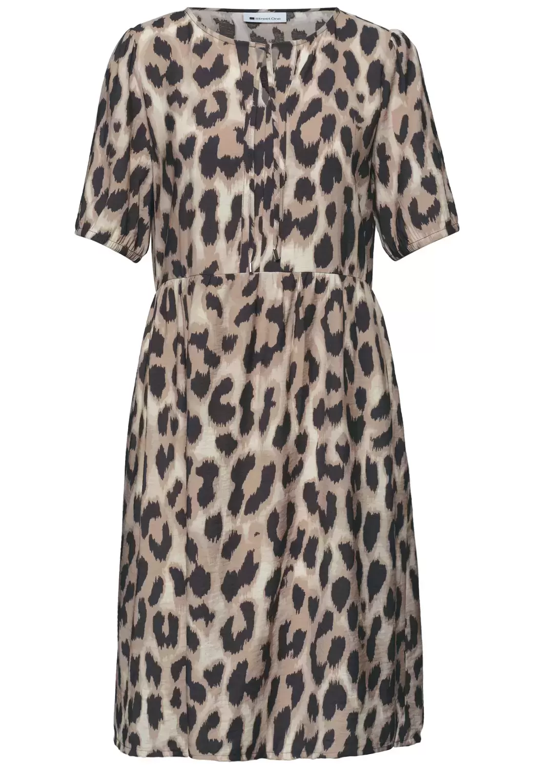 Knielanges Kleid mit Split Nck und Print
