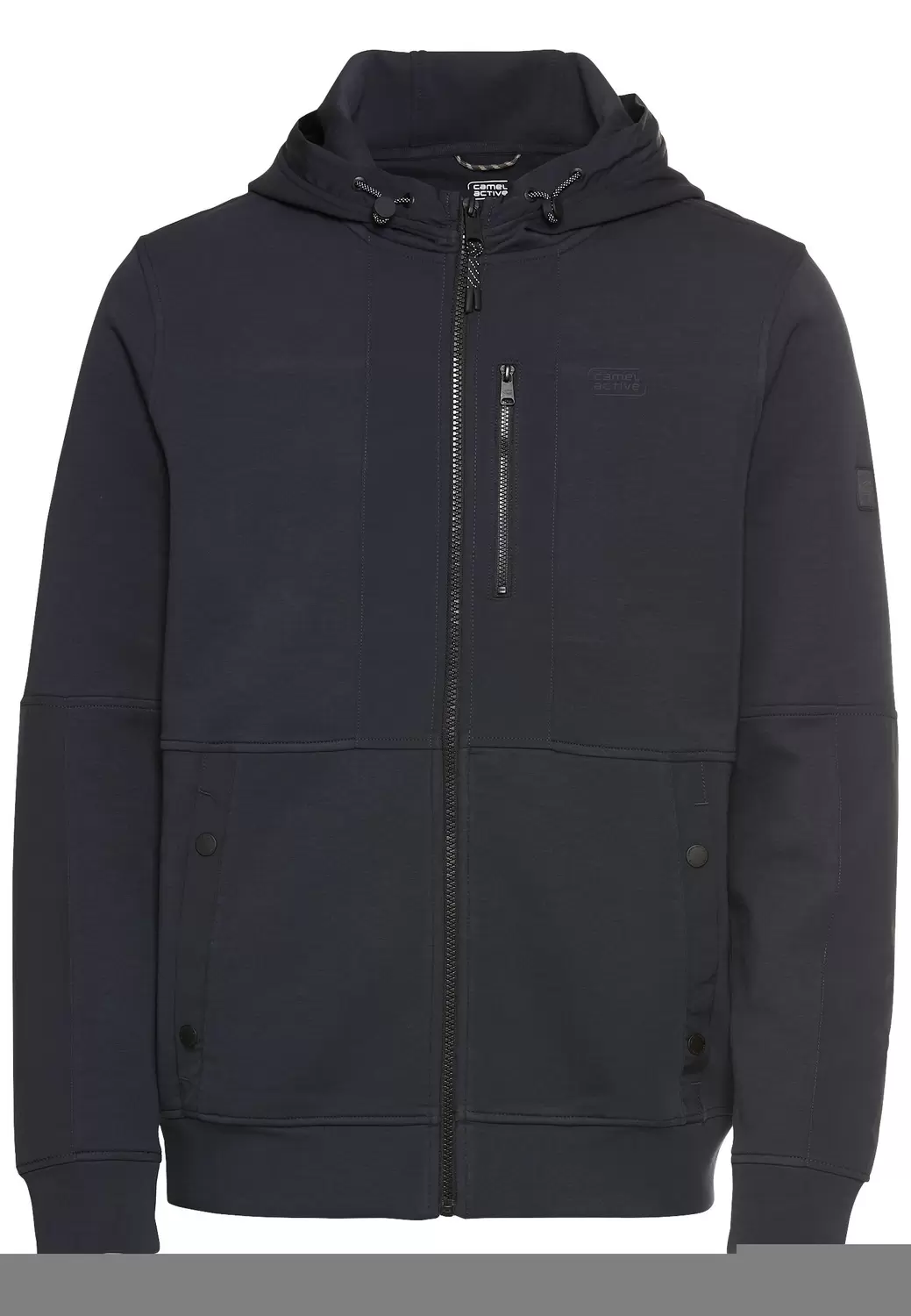 Sweatjacke mit 4-Way Stretch und kontrastierenden Details