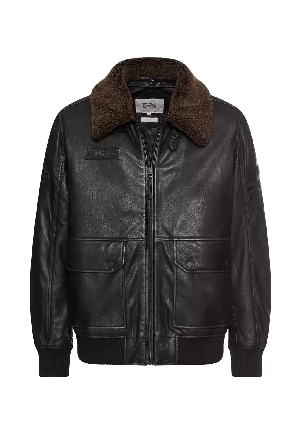 Leder Blouson mit wattiertem Futter und verstellbaren Details