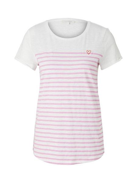 printed stripe slub tee - 21358/rose white stripe