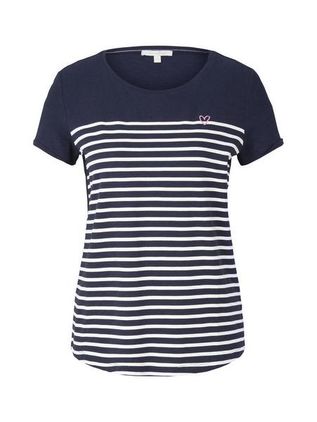 printed stripe slub tee - 22701/navy off white str