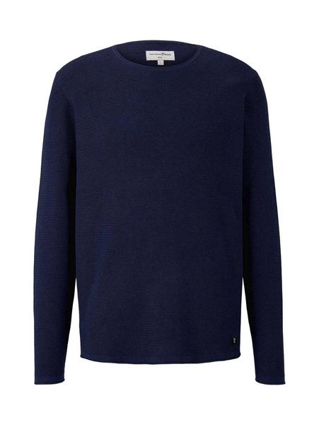 zigzag structured crewneck - 13684/Sky Captain Blu