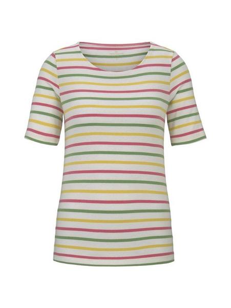 T-Shirt basic rib - 21345/offwhite multicolor stri