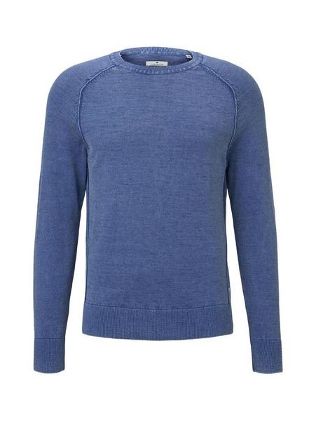 washed crew neck sweater - 10407/Arctic Sea Blue