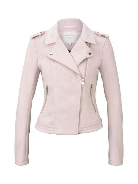 faux suede biker jacket - 16299/powdered pink