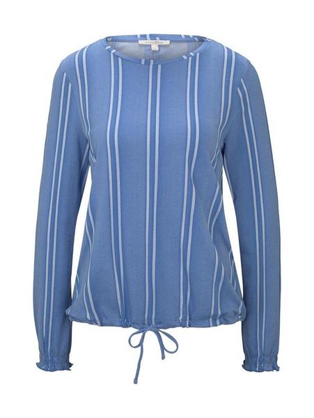 striped tee drawstring at hem - 21580/blue white s