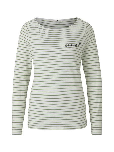 T-shirt stripe boat neck - 22101/offwhite green th