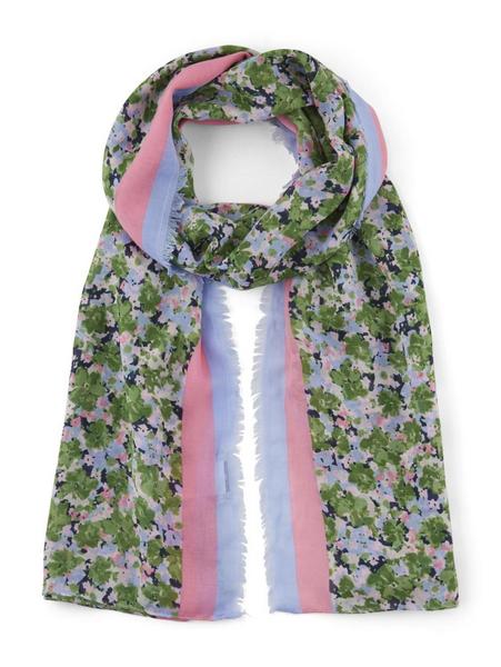 scarf printed with fringes - 12819/Parisienne Blue