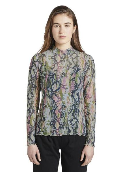 printed mesh longsleeve - 22053/colourful snake pr