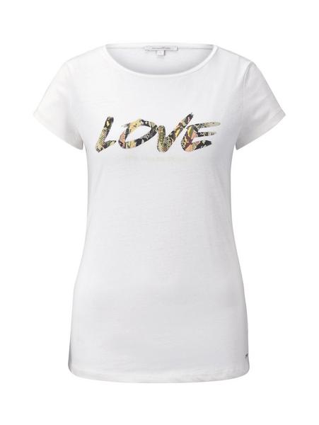 fitted basic print tee - 10348/Gardenia White