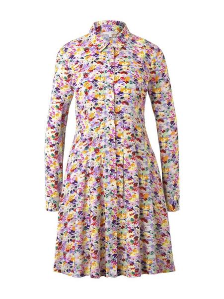 printed button down dress - 21588/multicolor flowe