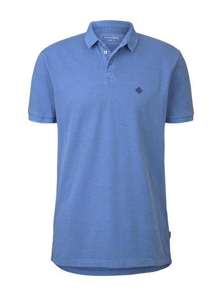 washed polo with print - 17723/water sport blue