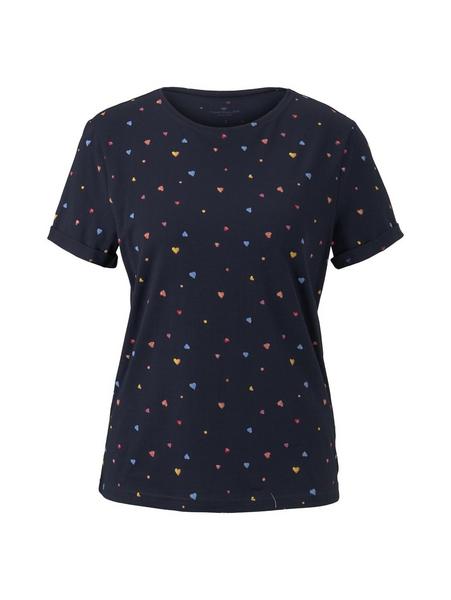 T-shirt summer front print - 23231/navy heart dot