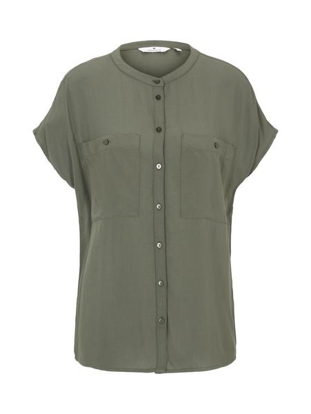 blouse solid with pockets - 10373/Woodland Green