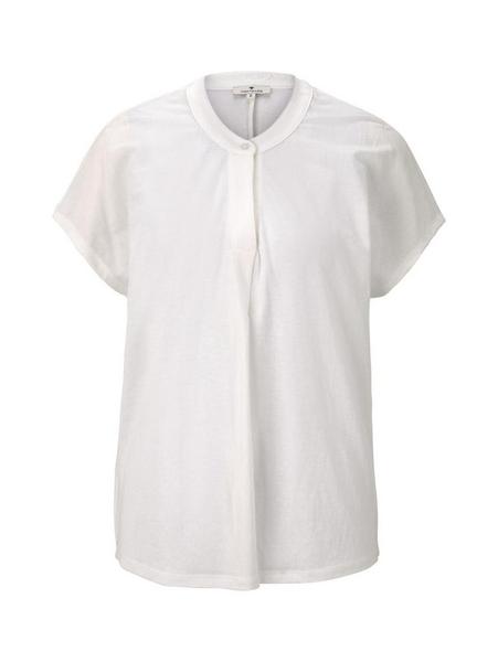 T-shirt with placket - 10315/Whisper White