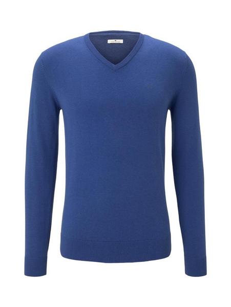 basic v neck sweater - 24248/bright blue melange