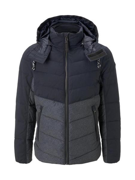 puffer jacket with hood - 19080/blue melange struc