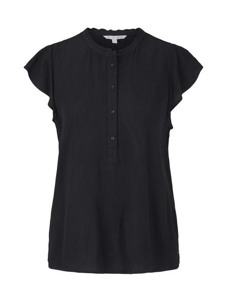 easy tunic with neck detail - 14482/Deep Black