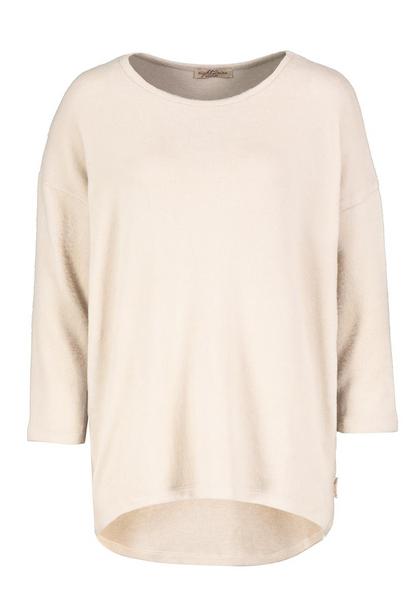 DOB Shirt,3/4 arm,Rundhals mit Piping,gerundeter Saum, Hinten Längerübreschnittene schultern