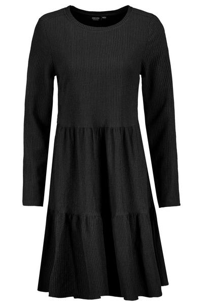 DOB Kleid, midi, Rundhals mit Blende,lange Ärmel, 2 Teilungsnähte