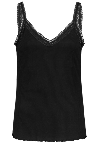 DOB Top,Rippe, Spitzentape an Aussc - 24000/black