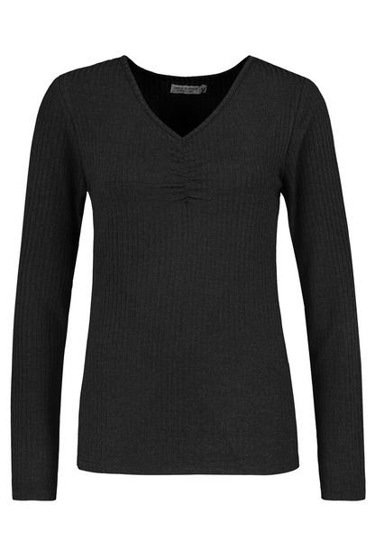 DOB Shirt,langarm, V-neck mit pipin - 24000/black