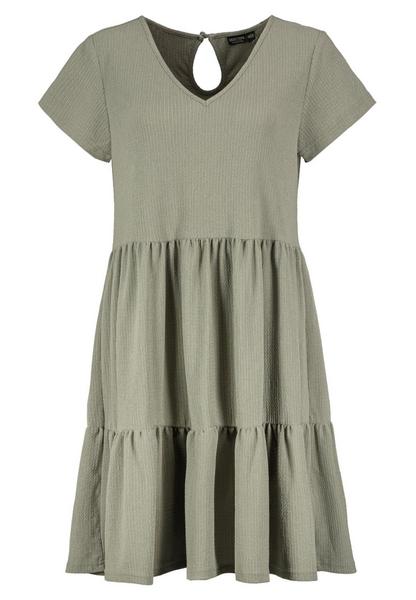 DOB Kleid, midi, V-Ausschnitt mit S - 12300/washed