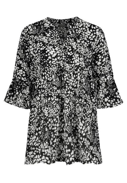 DOB Tunika, V-Ausschnitt, - 24002/flower: black-wh