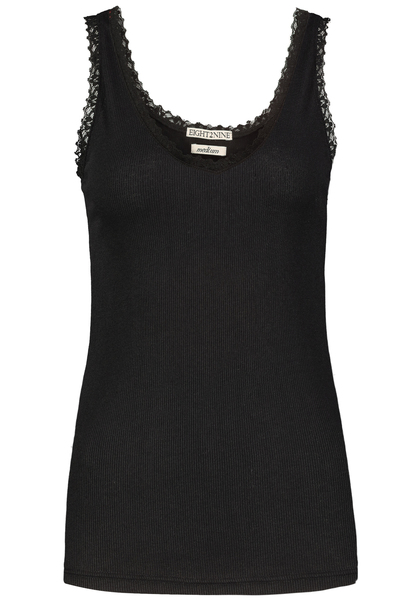 DOB Top,cropped,V-Ausschnitt+Armlochmit Spitzenborte