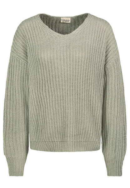 DOB Strick Pullover, langarm, V-Aus - 12200/forest