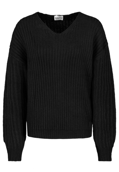 DOB Strick Pullover, langarm, V-Aus - 24000/black