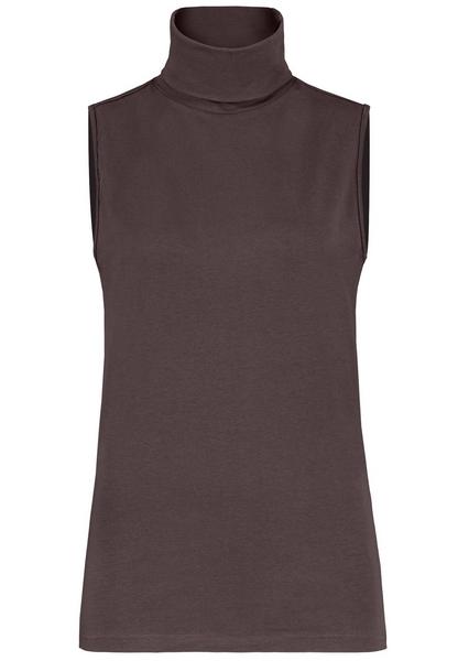 DOB Top, roll kragen. piping an - 21400/java brown