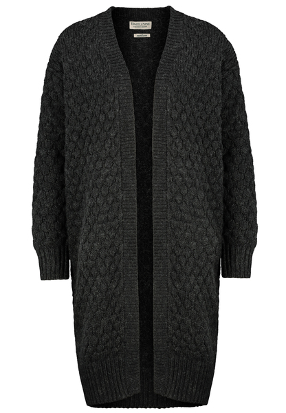 DOB lange Strickjacke, bubble knit - 24000/black m