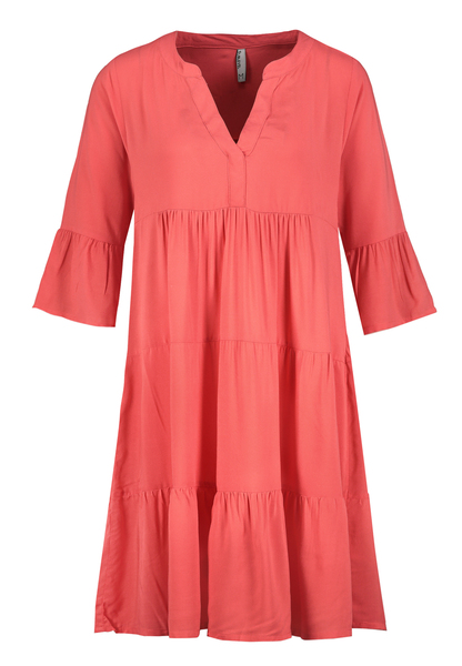 Kleid mit Volants,midi,3/4 