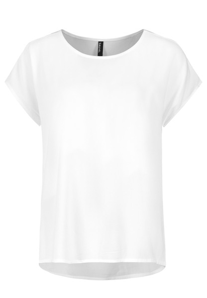 DOB Bluse, Rundhals mit Piping - 22000/white